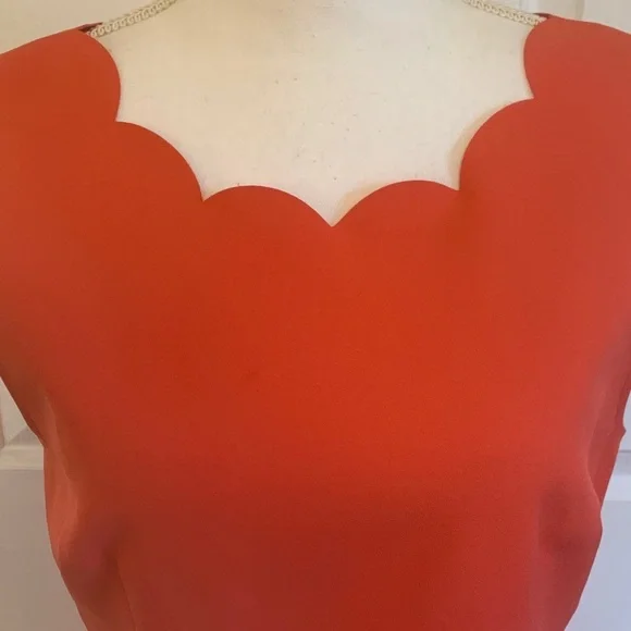 J. Crew Scalloped Edge Red Dress - Picture 2 of 7